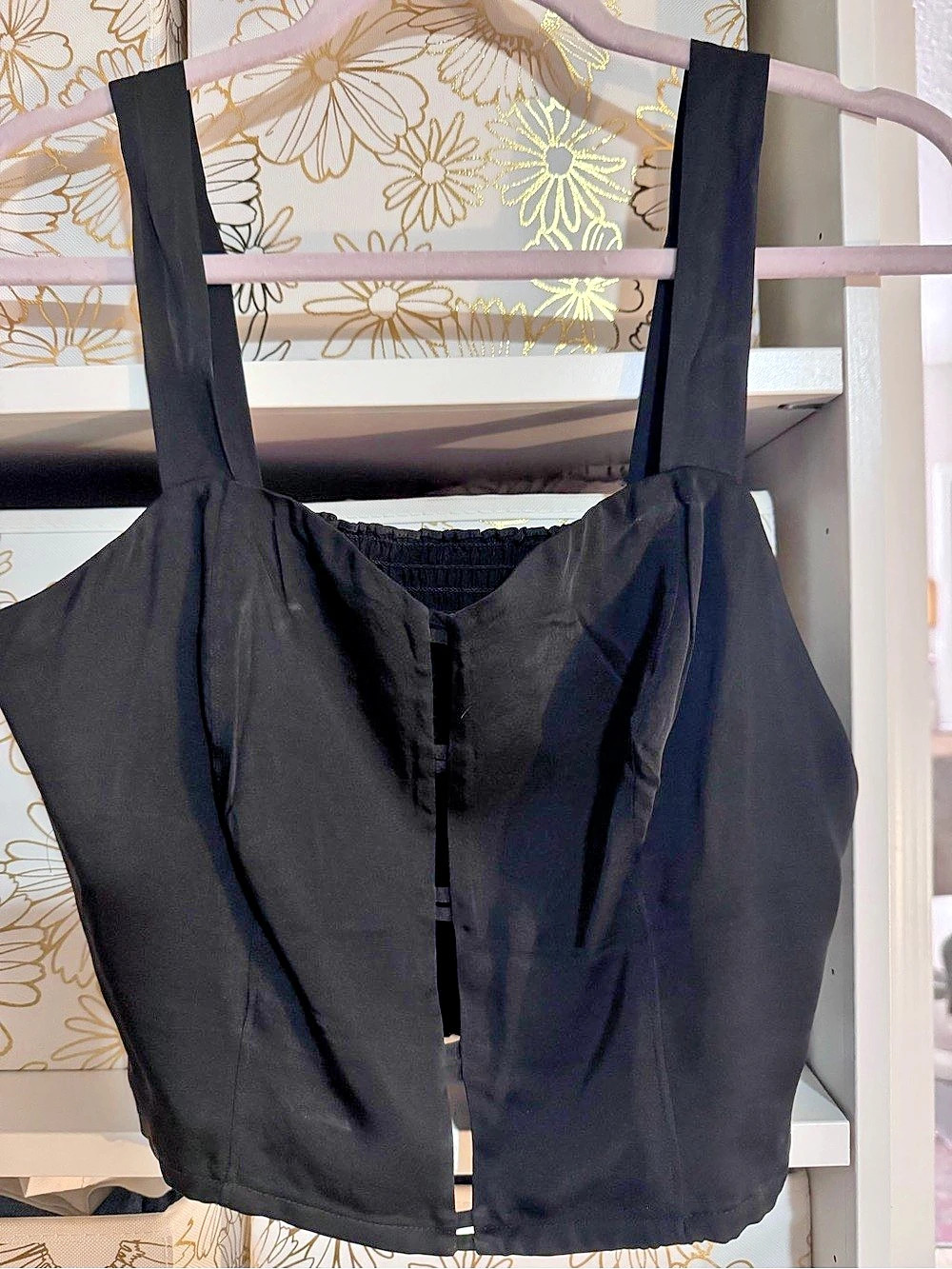 Good American Corset/Front Cut-Outs Black Crop Top